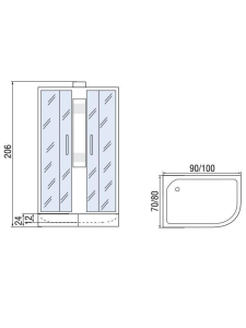 Душевая кабина с поддоном Асимметрия МОНОМАХ Б/К 100/70/24 МЗ L (10000005807)