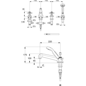 Смеситель на борт ванны Kludi 1926 515250520 хром