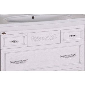 Мебель для ванной ASB-Woodline Модерн 85 белая, патина серебро