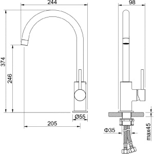 Смеситель для кухни Aquatek Европа AQ1382BGM оружейная сталь