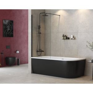 Шторка на ванну Cezares Liberta V-1-90/155-C-NERO