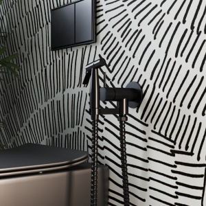 Гигиенический душ Paini Isola ISPZ442 со смесителем, С ВНУТРЕННЕЙ ЧАСТЬЮ, черный матовый