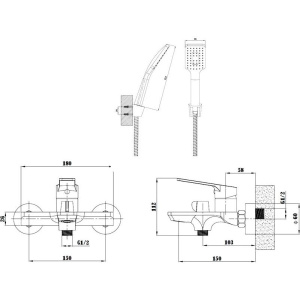 Смеситель для ванны с душем ESKO Singapore Black SB 54