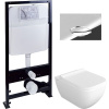 Комплект Унитаз подвесной VitrA Shift 7742B003-0075 белый глянцевый + Крышка DIWO Шифт 0405 с микролифтом + Инсталляция EWRIKA ProLT 0026-2020 + Кнопка 0051 хром