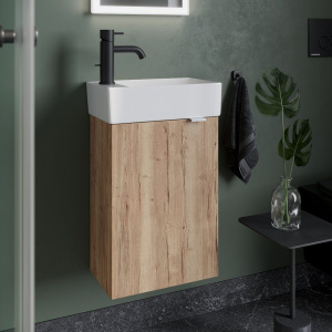 Тумба с раковиной Sancos Mini 35 L подвесная, дуб галифакс натуральный