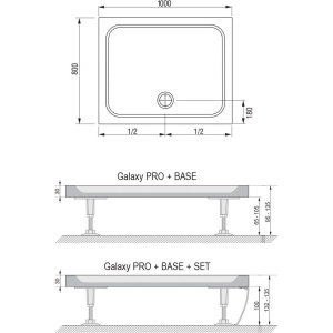 Поддон для душа Ravak Galaxy Pro Chrome Gigant Pro 100х80
