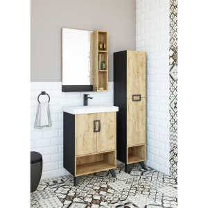 Купить Шкаф-пенал Sanflor Выборг подвесной, дуб крафт золотой в Москве с доставкой Шкаф-пенал Sanflor Выборг подвесной, дуб крафт золотой