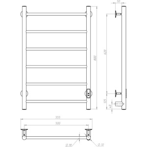 Полотенцесушитель электрический Тругор Аспект ПЭК 1 80x50 с выключателем, черный