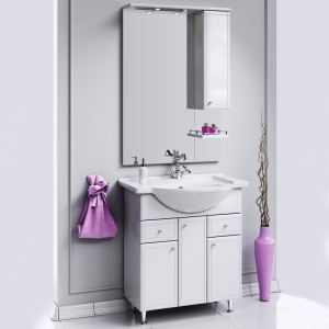 Тумба с раковиной Aqwella Барселона люкс Барселона Люкс 75 с бельевой корзиной