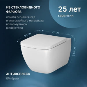 Унитаз подвесной AM.PM Gem C901701SC безободковый, с микролифтом