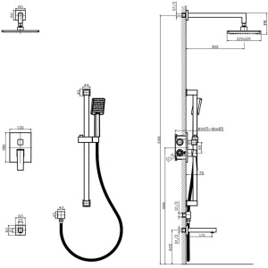 Душевой комплект Rush Thira TR3635-60 С ВНУТРЕННЕЙ ЧАСТЬЮ, хром