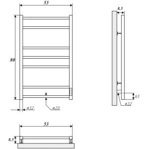Купить Полотенцесушитель электрический Двин L neo 80/50 полированный хром в Москве с доставкой Полотенцесушитель электрический Двин L neo 80/50 полированный хром