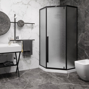 Душевой уголок Ceruttispa C3ABD 90x90, профиль черный