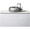 Тумба с раковиной Armadi Art NeoArt 100 белая с ручками Satine хром, с ножками