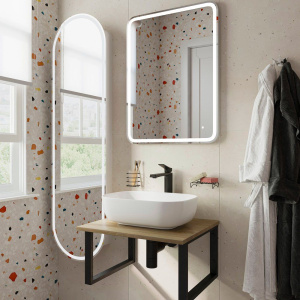 Мебель для ванной DIWO Элиста 60 светлое дерево, с раковиной Moduo 50 Square