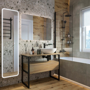 Купить Мебель для ванной DIWO Элиста 100 светлое дерево с раковиной Moduo 55 Leaf в Москве с доставкой Мебель для ванной DIWO Элиста 100 светлое дерево с раковиной Moduo 55 Leaf