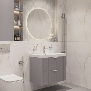 Купить Тумба с раковиной STWORKI Ларвик 80, серая матовая в Москве с доставкой Тумба с раковиной STWORKI Ларвик 80, серая матовая