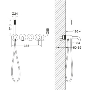 Смеситель для ванны с душем Timo Saona 2314/00YSM С ВНУТРЕННЕЙ ЧАСТЬЮ, хром