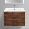 Тумба с раковиной Vincea Mia Slim 70, 2 ящика, темное дерево