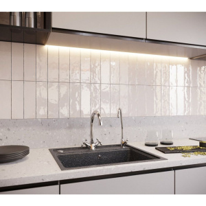 Мойка кухонная Domaci Бьелла DMC-06 черная, встраиваемая, накладная, искусственный мрамор, прямоугольная, российская