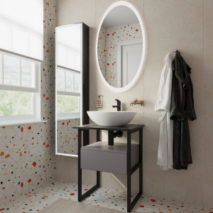 Тумба с раковиной DIWO Элиста 60, антрацит