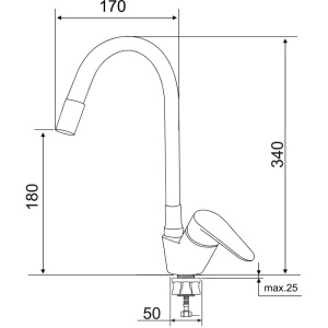 Смеситель для кухни РМС Sus126w 016F хром, белый, с гибким изливом
