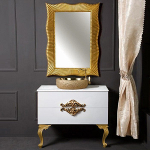 Тумба с раковиной Armadi Art NeoArt 100 белая с ручками золото, с ножками