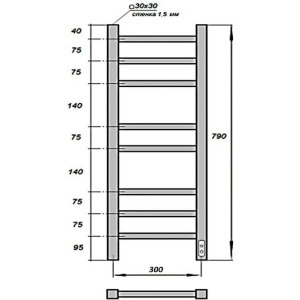 Полотенцесушитель электрический Grois Alex 102 30х80 черный