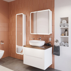 Купить Тумба с раковиной STWORKI Берген 80, белая с темной столешницей, Moduo 50 Square в Москве с доставкой Тумба с раковиной STWORKI Берген 80, белая с темной столешницей, Moduo 50 Square