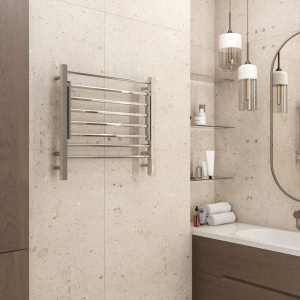 Полотенцесушитель электрический Terminus Горизонт П8 600x600, с полкой, нержавеющая сталь