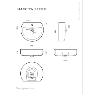 Купить Раковина подвесная Sanita Luxe Best 55 WB.PD/Best/55-C/WHT.G/S1 белая в Москве с доставкой Раковина подвесная Sanita Luxe Best 55 WB.PD/Best/55-C/WHT.G/S1 белая