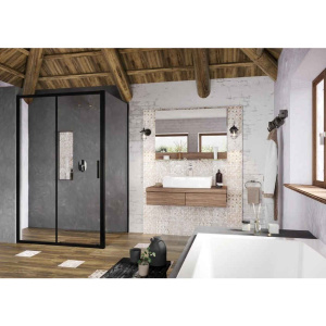 Боковая стенка Ravak Blix Slim BLSPS-80 X9BM40300Z1 80х195 профиль черный/стекло Transparent