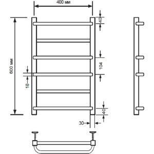 Полотенцесушитель водяной Comfysan Puro-K W-6 60х40 черный матовый