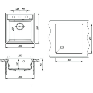 Мойка кухонная Lemark Hanka 450 9910009 грей