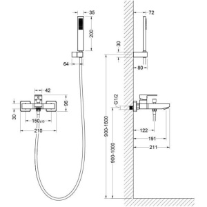 Смеситель для ванны Aquatek Либра AQ1649MB черный
