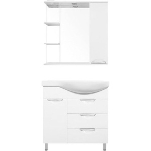 Купить Тумба с раковиной Style Line Жасмин 82 L белая, с бельевой корзиной в Москве с доставкой Тумба с раковиной Style Line Жасмин 82 L белая, с бельевой корзиной