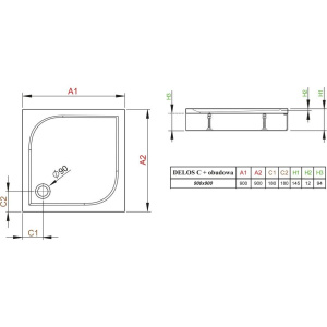Поддон для душа Radaway Delos C900 с панелью