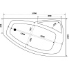 Акриловая ванна STWORKI Монтре R 170x105 см, угловая, с каркасом, асимметричная