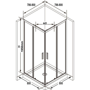 Душевой уголок Ravak Blix Slim BLSRV2K 80x80, профиль черный