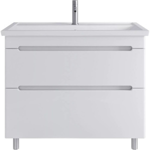 Тумба с раковиной SanStar Адель 100 напольная, белая, раковина Kirovit Фостер 100