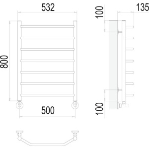 Купить Полотенцесушитель водяной Terminus Виктория П8 500x800 в Москве с доставкой Полотенцесушитель водяной Terminus Виктория П8 500x800