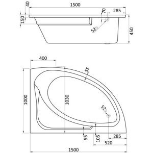 Акриловая ванна Santek Гоа 150х100 1.WH11.2.032 правосторонняя
