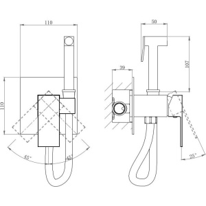 Гигиенический душ D&K Bayern.Liszt DA1514505 со смесителем, С ВНУТРЕННЕЙ ЧАСТЬЮ, черный