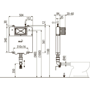 Смывной бачок скрытого монтажа AlcaPlast Basicmodul Slim AM1112
