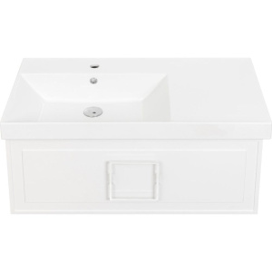 Тумба с раковиной La Fenice Cubo 90 L, белая, ручка белая