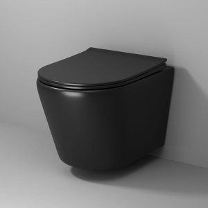 Купить Унитаз подвесной Grossman Fly GR-4478BMS безобоковый, с микролифтом, черный матовый в Москве с доставкой Унитаз подвесной Grossman Fly GR-4478BMS безобоковый, с микролифтом, черный матовый