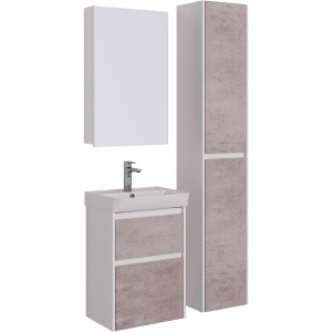 Мебель для ванной Lemark Combi 50, бетон, белая глянцевая