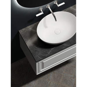 Купить Тумба с раковиной Sancos Very 80 см, bianco, столешница черный мрамор, раковина CN6017MW в Москве с доставкой Тумба с раковиной Sancos Very 80 см, bianco, столешница черный мрамор, раковина CN6017MW