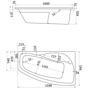 Акриловая ванна Santek Майорка XL 160х95 1.WH11.1.990 правосторонняя, белая