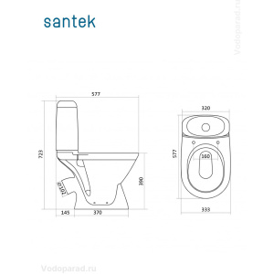 Купить Унитаз-компакт напольный с бачком и сиденьем Santek Римини 1.WH50.1.523 в Москве с доставкой Унитаз-компакт напольный с бачком и сиденьем Santek Римини 1.WH50.1.523